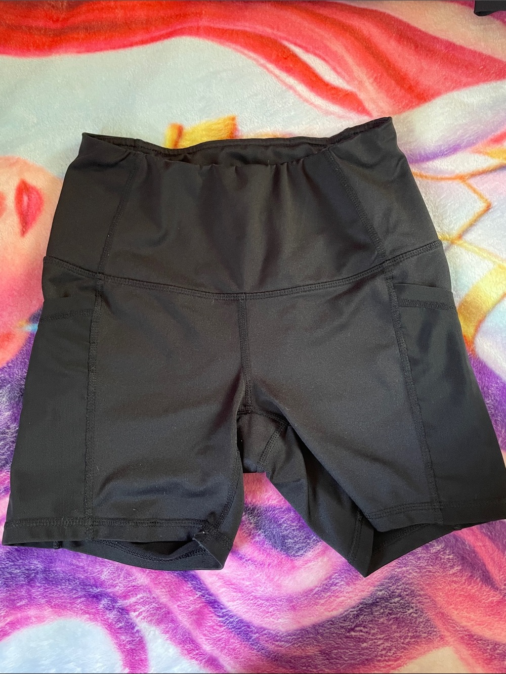 Reebok Black High-Waist Bike Shorts with Side Pockets